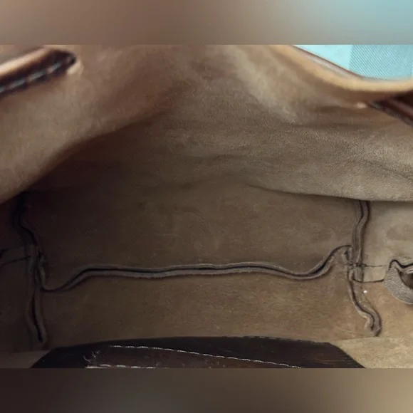 Brown Leather Drawstring Small Lava Bucket Bag - Picture 4 of 5